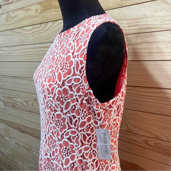 NWT Eva Mendes New York & Co Sleeveless Dress Orange White Lace Plus 16 - Picture 2 of 6